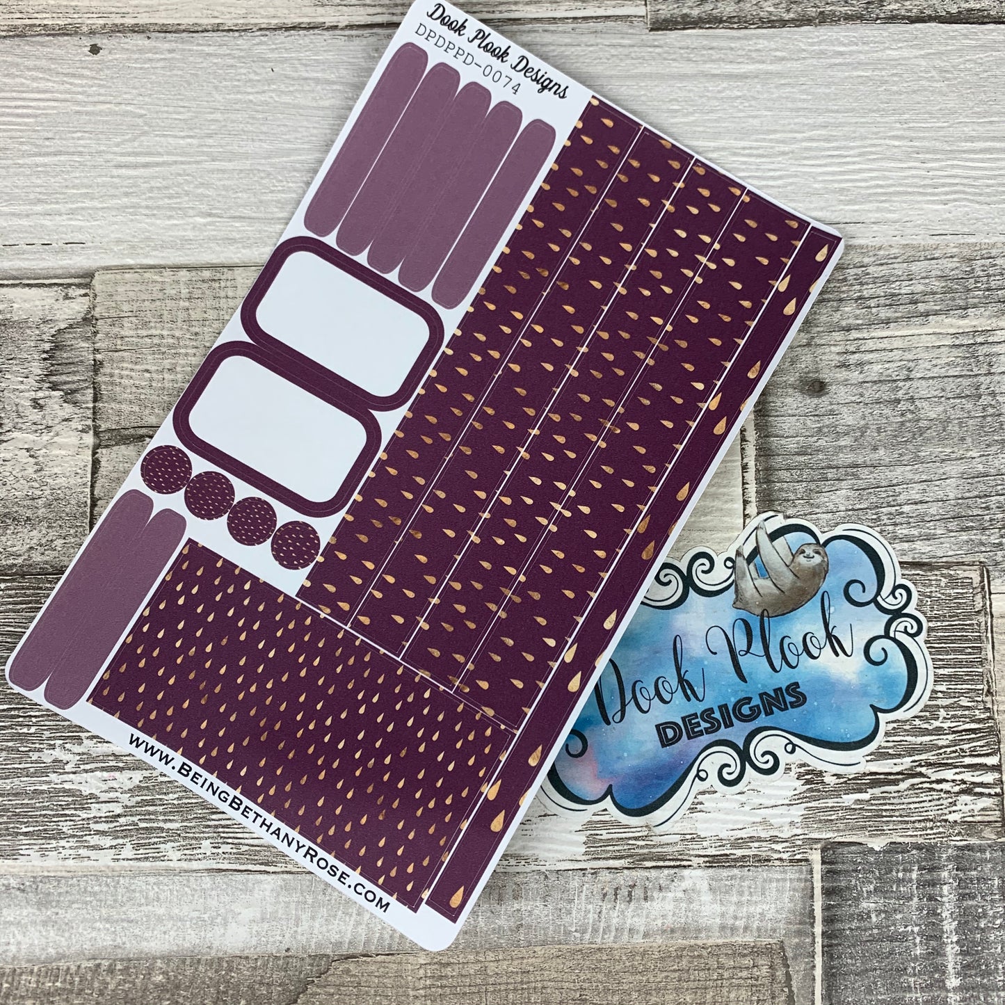 (0074) Passion Planner Daily stickers - Raindrop Purple