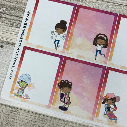 Mixed character Black Woman Full Box Stickers (DPD1408)