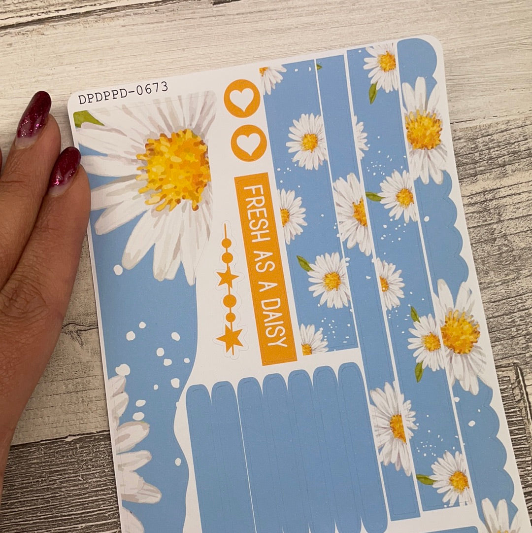 (0673) Passion Planner Daily Wave stickers - Fresh Daisy