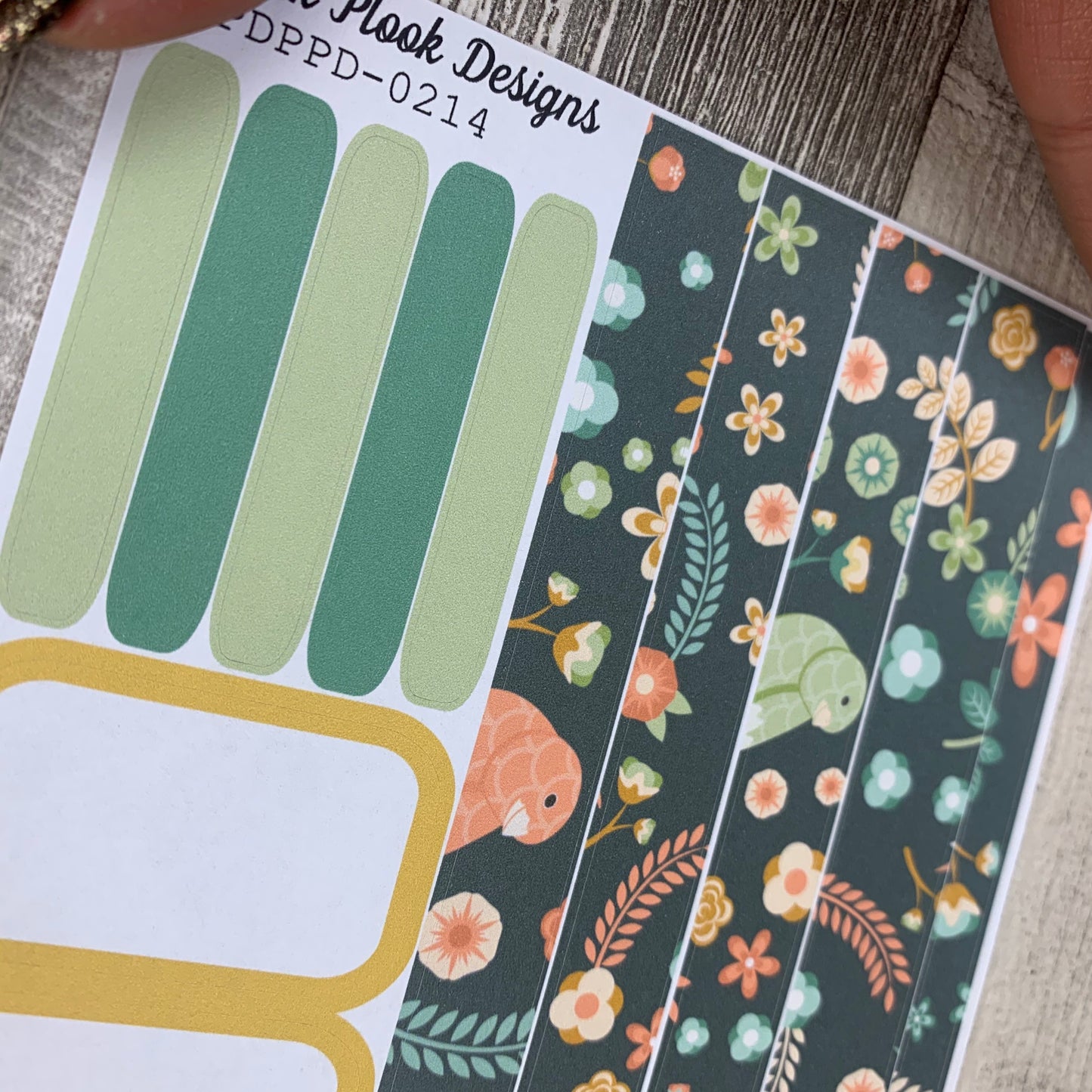 (0214) Passion Planner Daily stickers - Green Birds