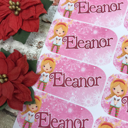 Personalised kids / adults Christmas Present Labels. (15 Blonde Girl)