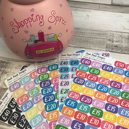 52 week £1000 (a grand) money challenge stickers - Large (DPD 1214)