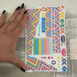 (0405) Passion Planner Daily Wave stickers - Bright tribal print