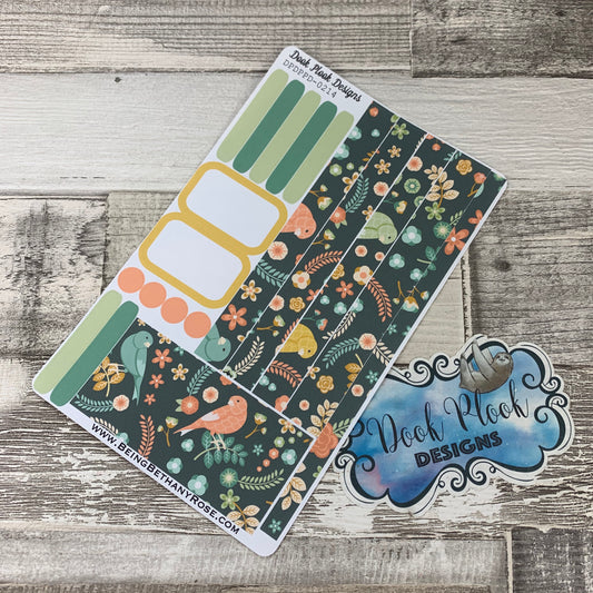 (0214) Passion Planner Daily stickers - Green Birds