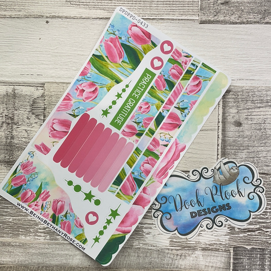 (0433) Passion Planner Daily Wave stickers - Pink Flowers