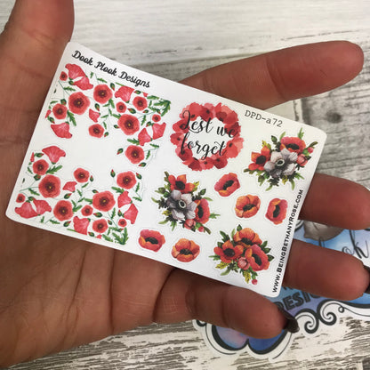 Remembrence Day (Poppy) Stickers (Small Sampler Size) A72