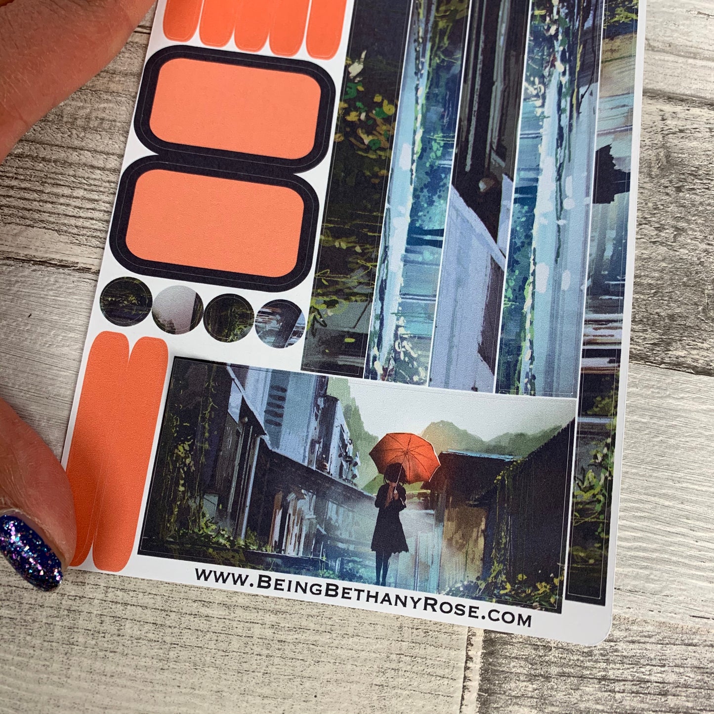 (0092) Passion Planner Daily stickers - Orange Umbrella