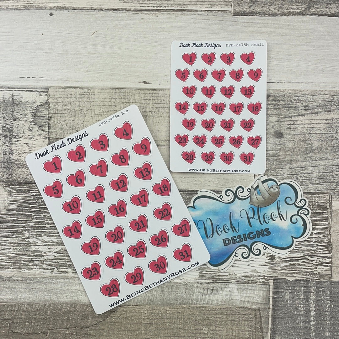Valentines heart date dots (2 sizes) stickers (DPD2475)