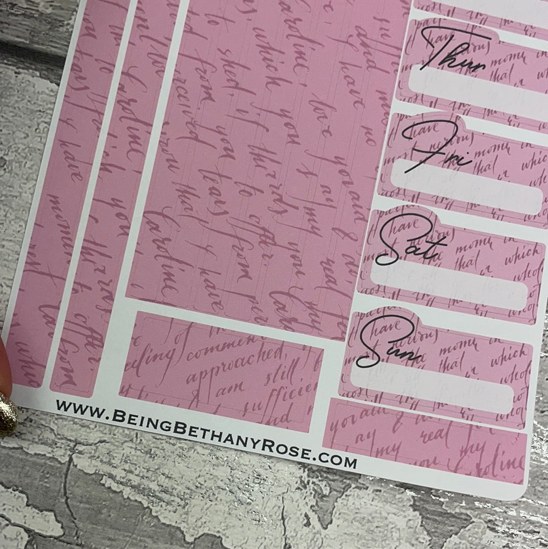 One sheet week planner stickers -  Pink Paige (Love Letters) (DPD2860)