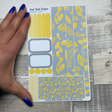 (0287) Passion Planner Daily stickers - Yellow and grey Flower