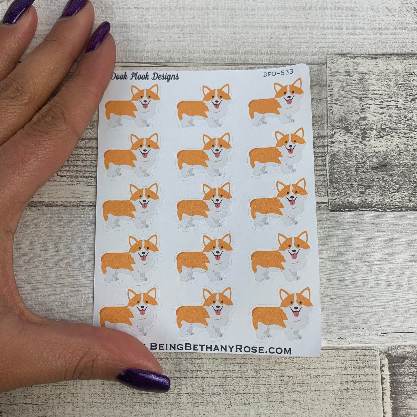 Corgi stickers for Erin Condren, Plum Paper, Filofax, Kikki K (DPD533)