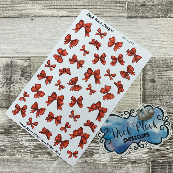 Christmas Bow Sticker for Erin Condren, Plum Paper, Filofax, Kikki K (DPD1167)