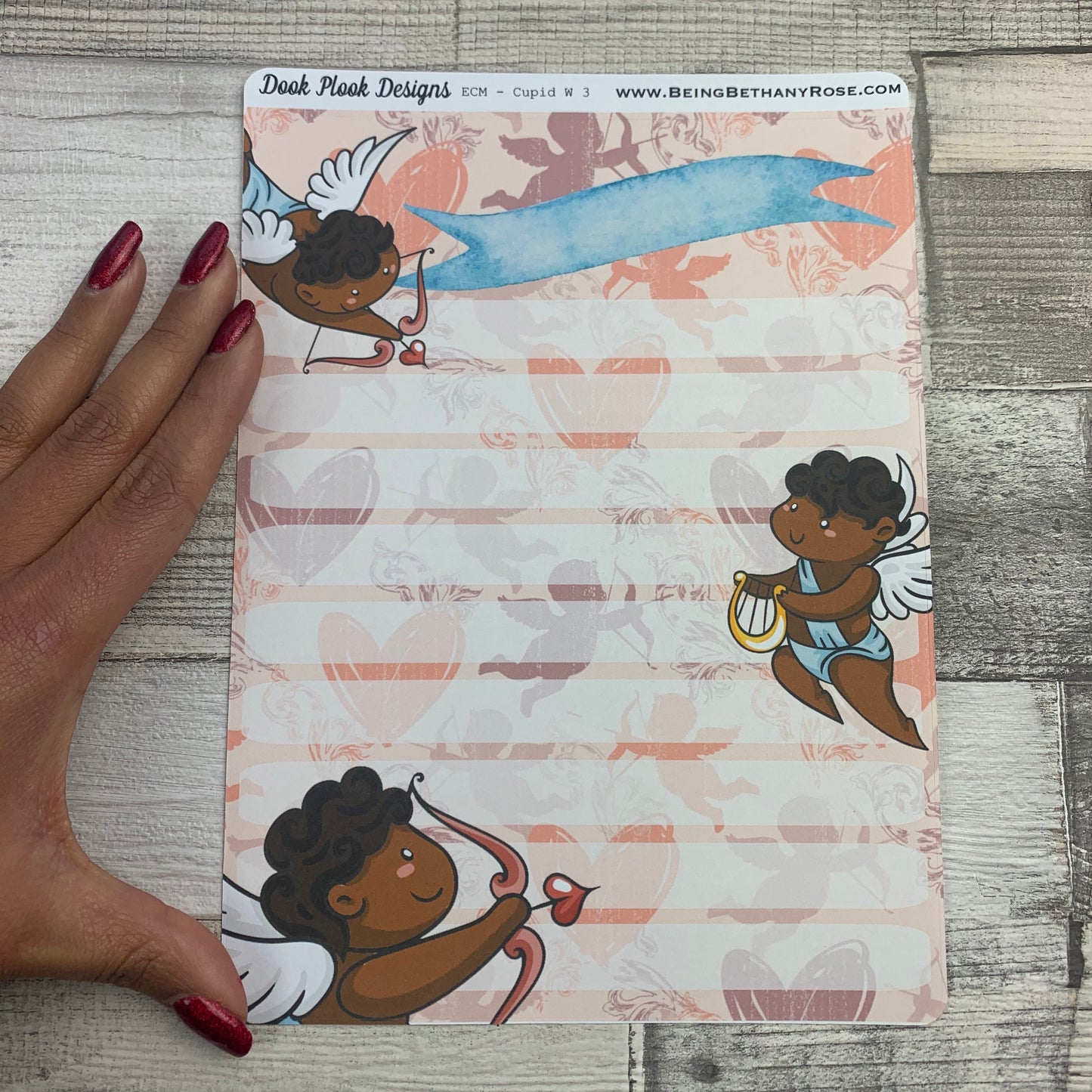 Erin Condren Month Note Pages (Cupid, Black Skin)