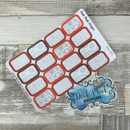 Red Paisley half box stickers (DPD1926)