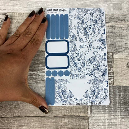 (0203) Passion Planner Daily stickers - Blue Flower