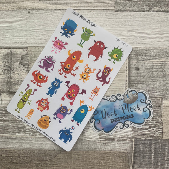 Monster stickers for Erin Condren, Plum Paper, Filofax, Kikki K (DPD109c)