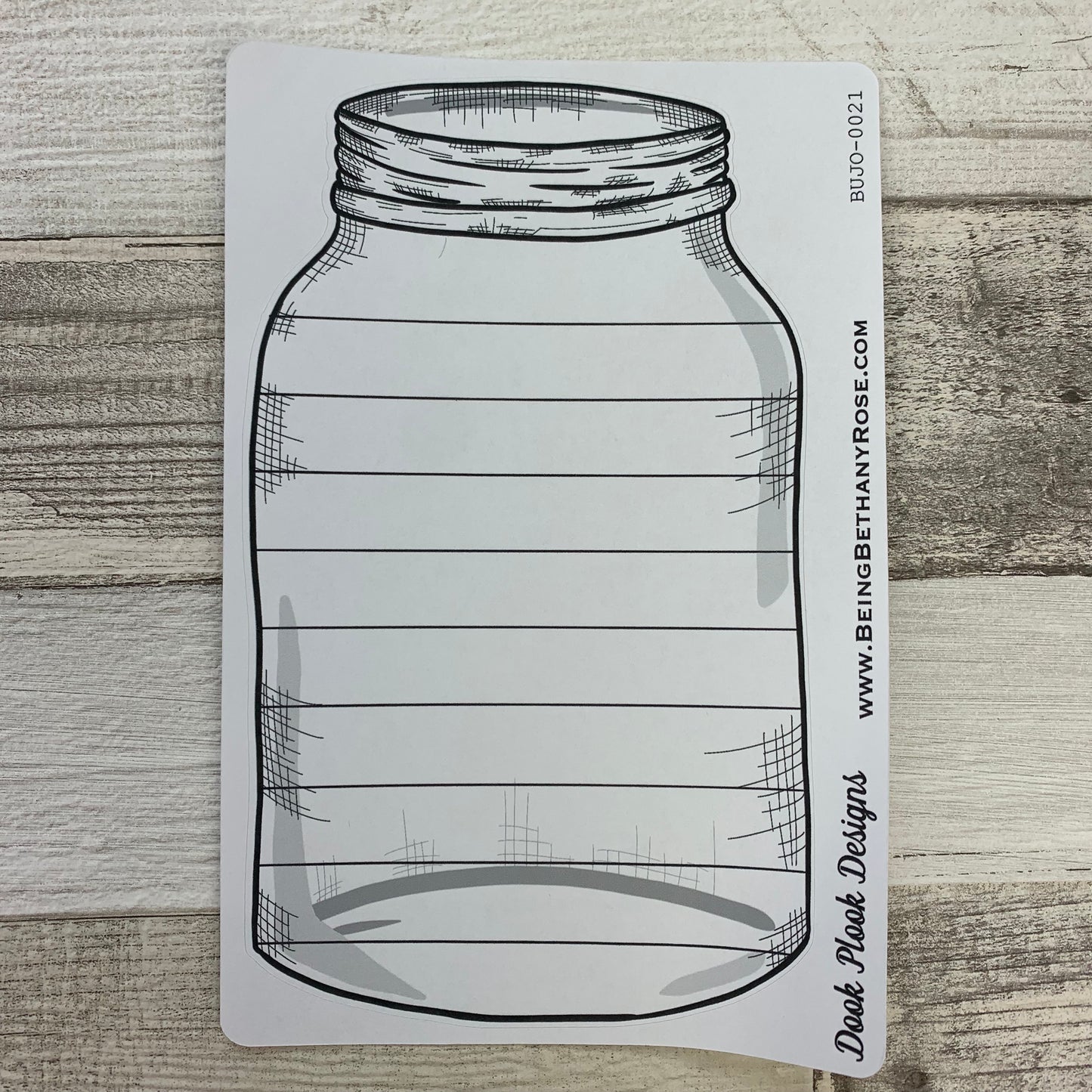 Mason jar sticker (straight lines) for bullet journals (BUJO-0021)
