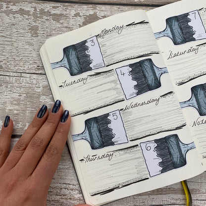 Paint Brush Weekly spread sticker for bullet journals (BUJO-0018)