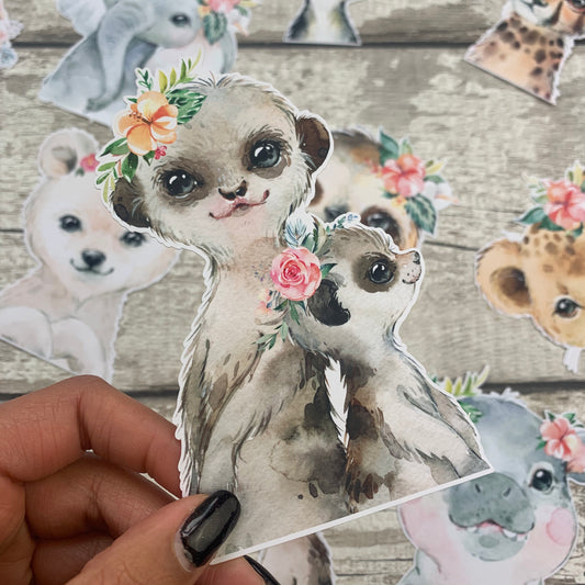 Meerkat Mummy and child Die cut