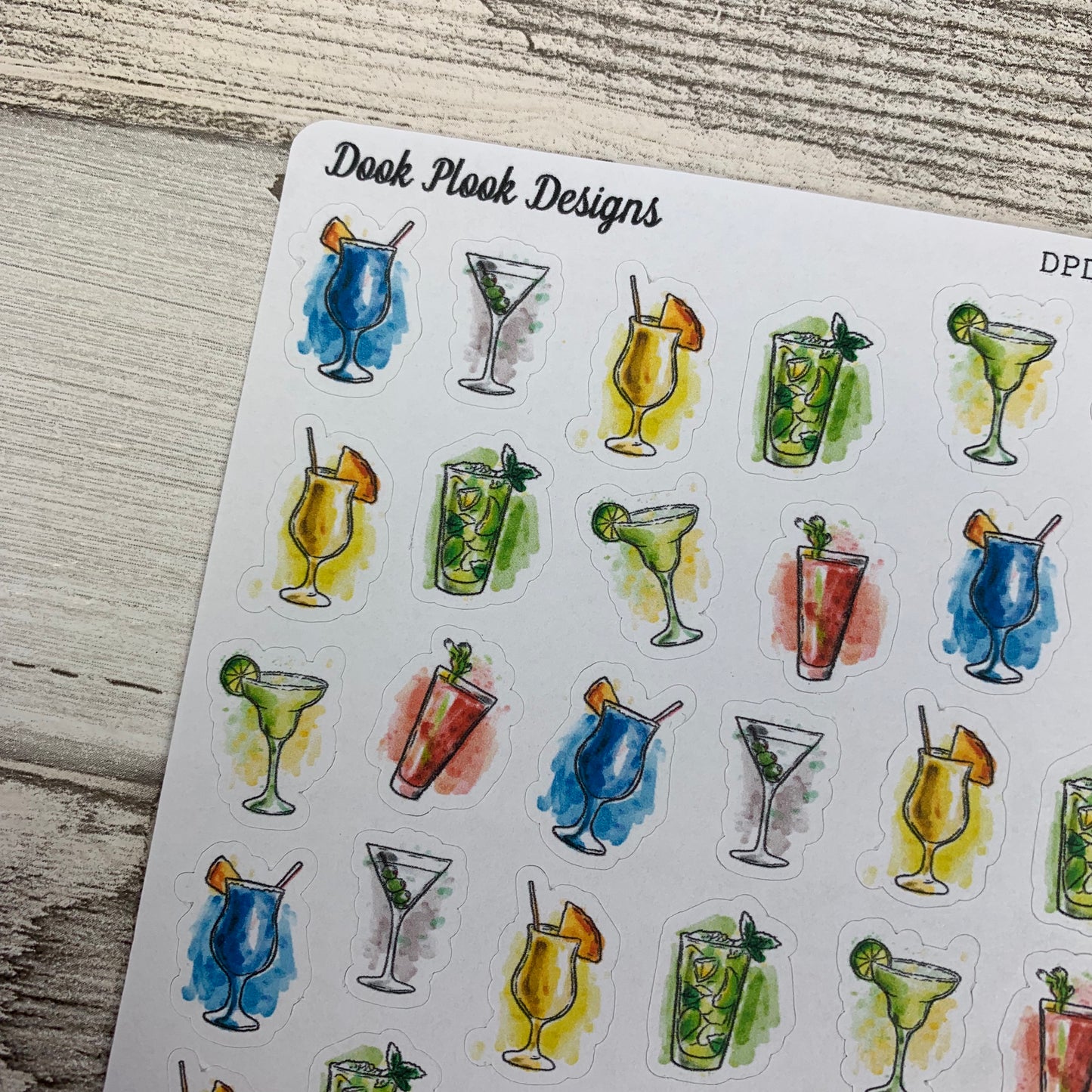 Water colour cocktail stickers (DPD635)
