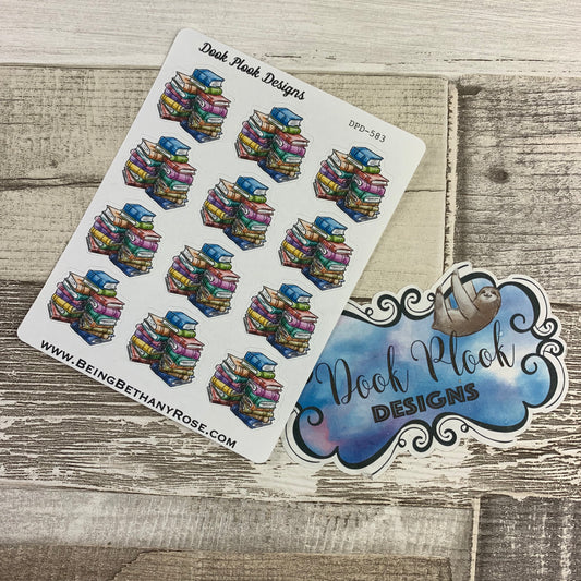 Watercolour Reading Book Pile stickers (DPD583)