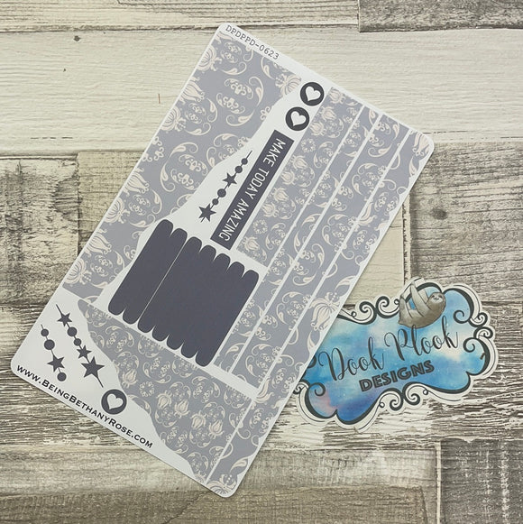 (0623) Passion Planner Daily Wave stickers - Elsa Snowdrop Grey