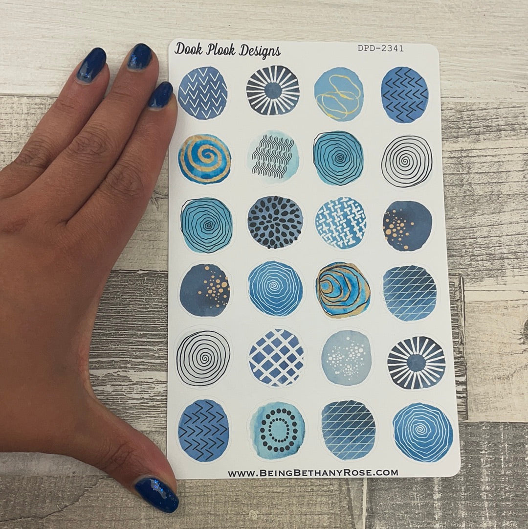 Decorative blue circle pattern stickers (DPD2341)