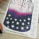 Galaxy filled Mason jar sticker with stars for bullet journals (BUJO-0019)