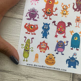 Monster stickers for Erin Condren, Plum Paper, Filofax, Kikki K (DPD109c)