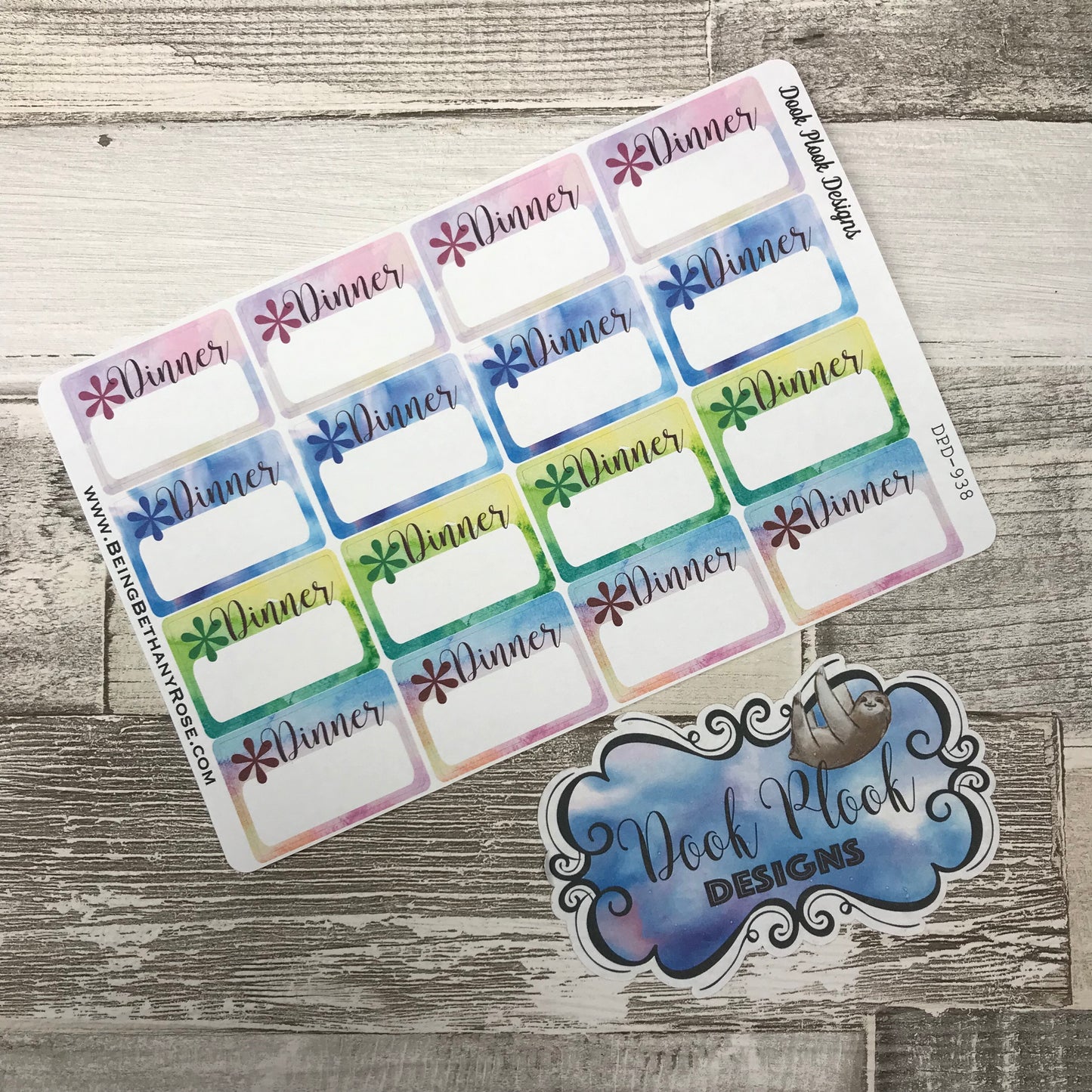 Watercolour Dinner stickers (DPD938)