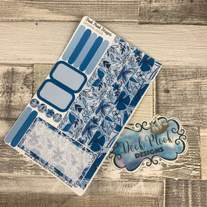 (0029) Passion Planner Daily stickers - Blue Foral