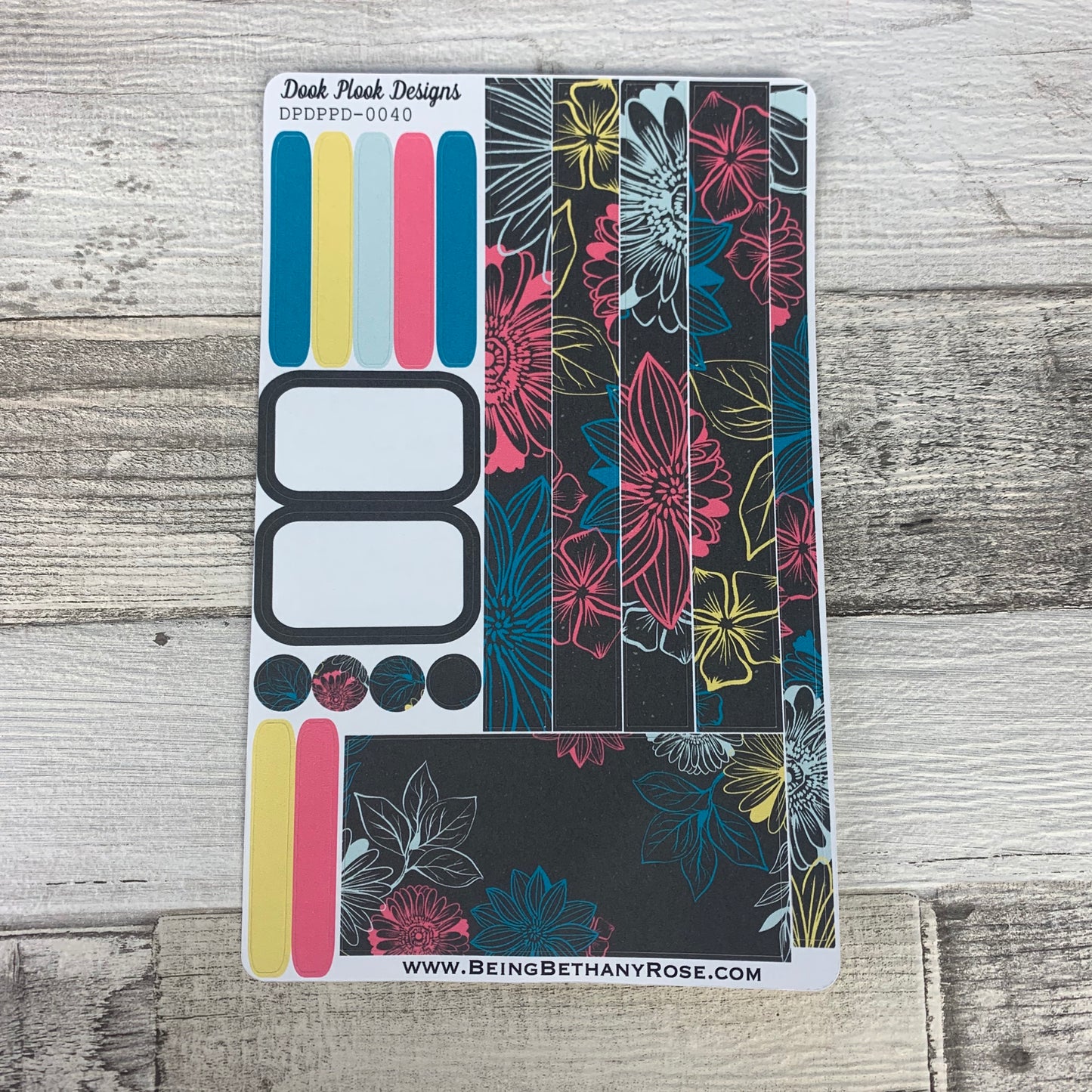 (0040) Passion Planner Daily stickers - Neon Flowers