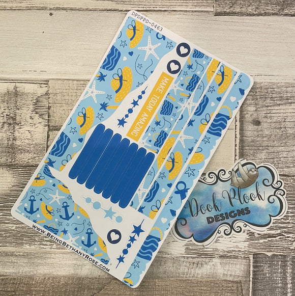 (0463) Passion Planner Daily Wave stickers - Sun Sea Sand