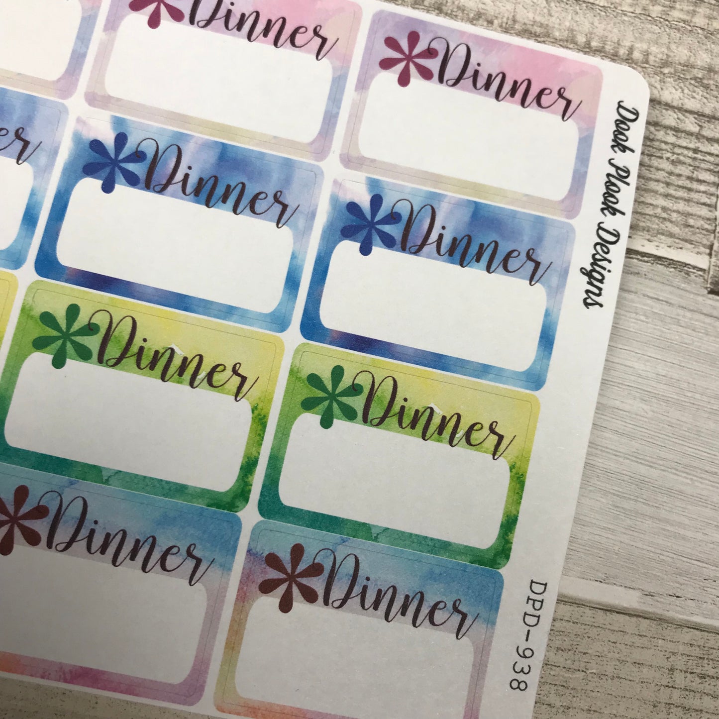 Watercolour Dinner stickers (DPD938)