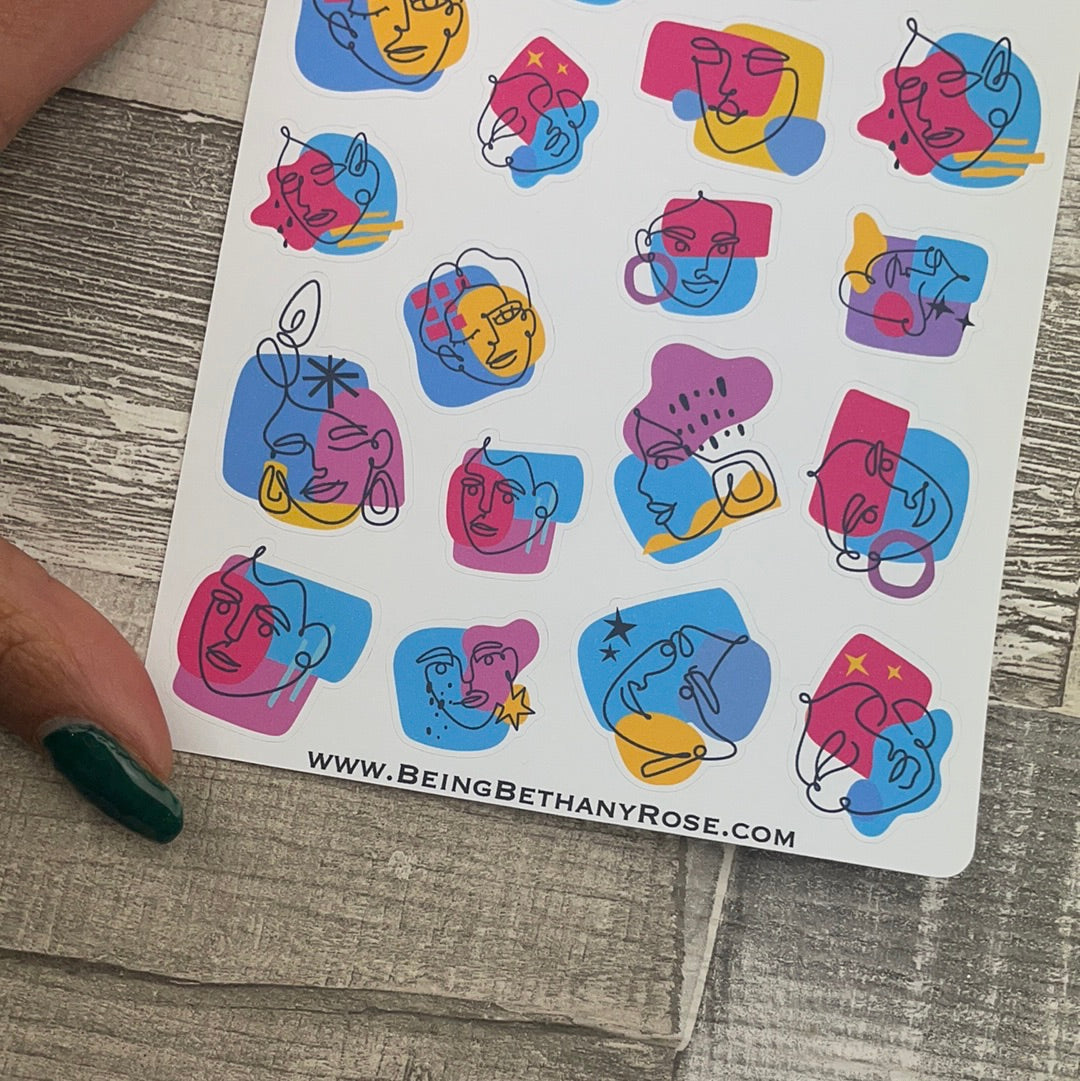 Romy abstract face stickers (DPD2552)