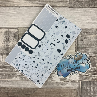 (0160) Passion Planner Daily stickers - Terrazzo Blue Mono