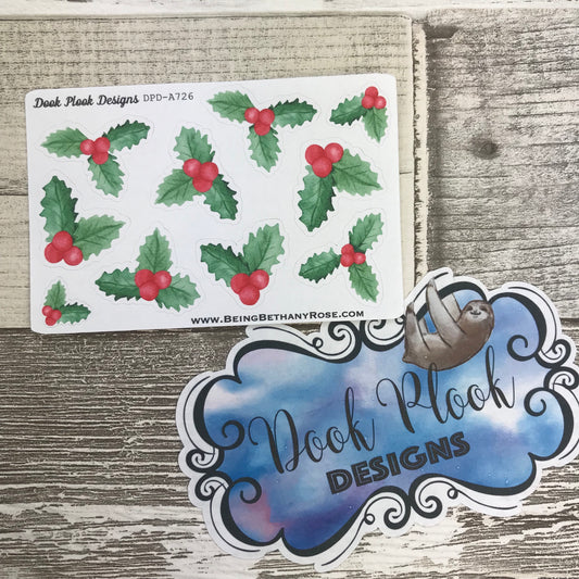 Christmas Holly stickers (Small Sampler Size) A726