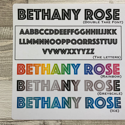 Personalised name stickers for planners (Matte, Gloss 28 different colours) 0001-Double Take