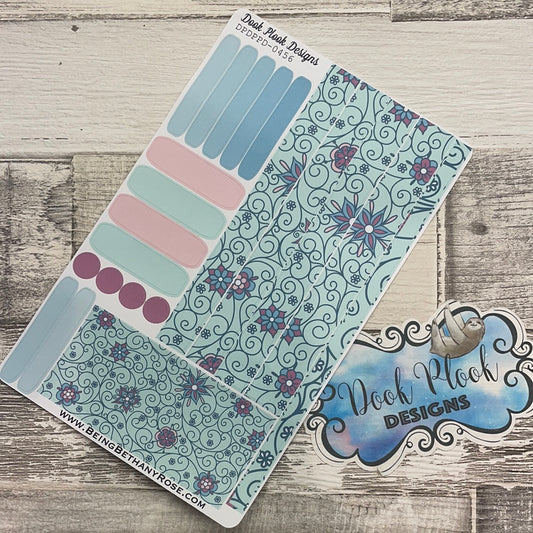 (0456) Passion Planner Daily stickers - Blue swirl with claret