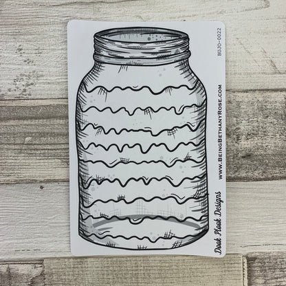 Mason jar sticker (wavy lines) for bullet journals (BUJO-0022)
