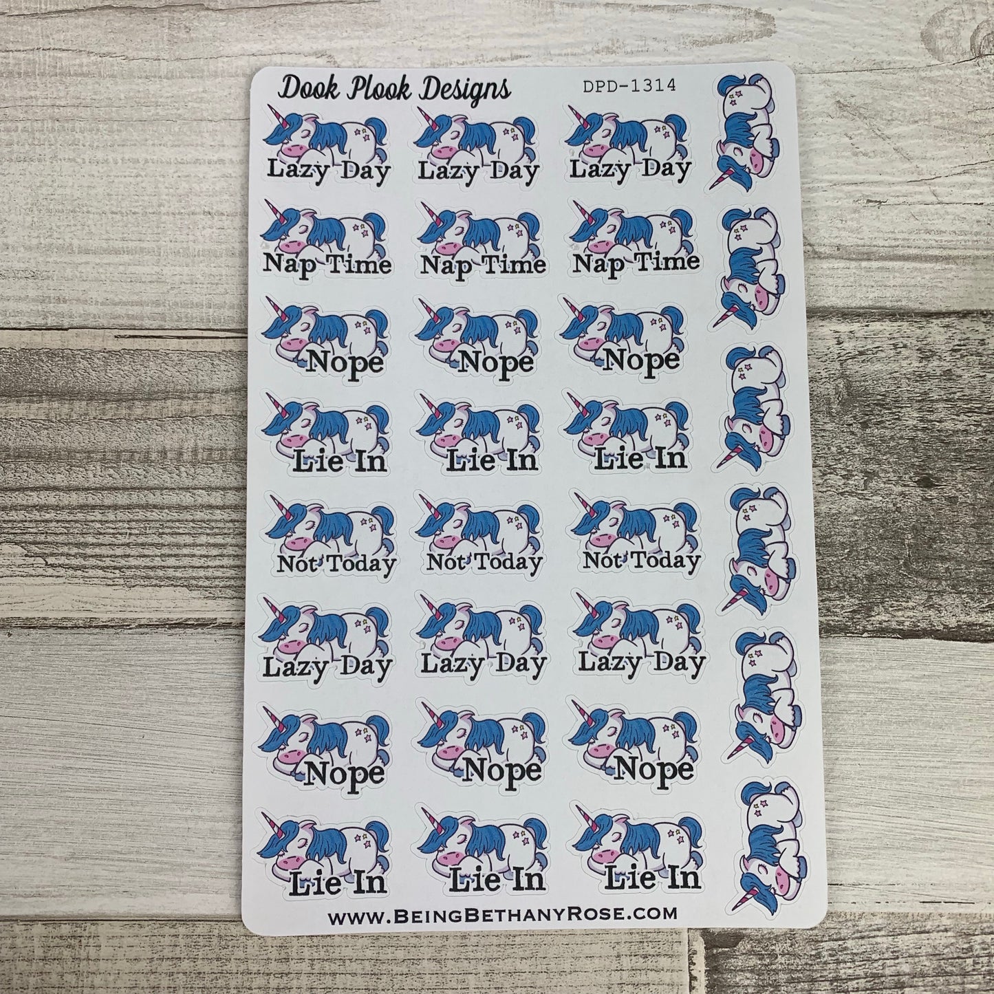 Lazy unicorn stickers (DPD1314)