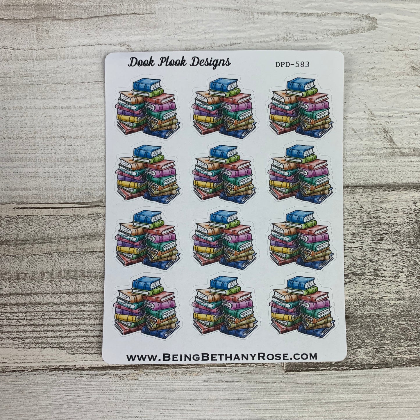 Watercolour Reading Book Pile stickers (DPD583)