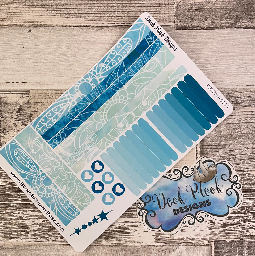 (0377) Passion Planner Daily Compact stickers - Aqua Mandala