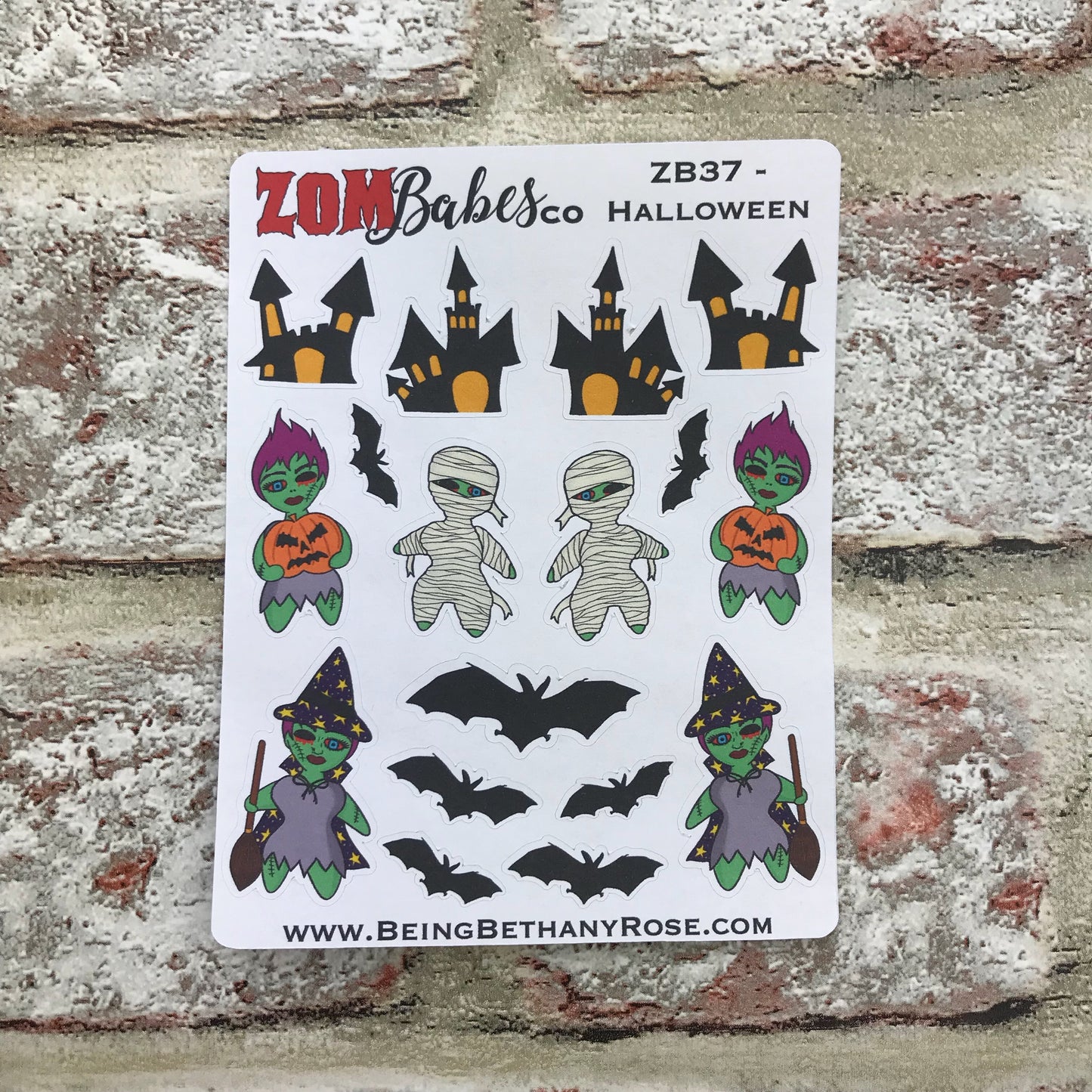 Halloween Scary Zombabe sticker for planners (ZB37)