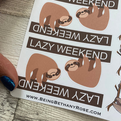 Sloth lazy weekend stickers (DPD624)