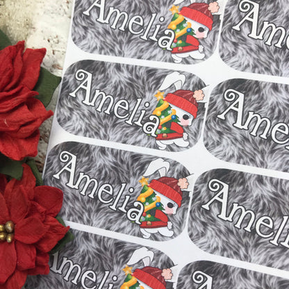 Personalised kids / adults Christmas Present Labels. (2 Rabbit)