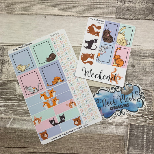 Cat week sticker set for Erin Condren Horizontal (DPD850)