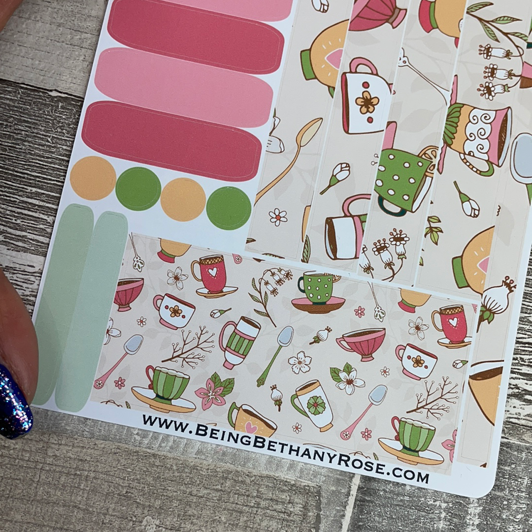 (0313) Passion Planner Daily stickers - tea time