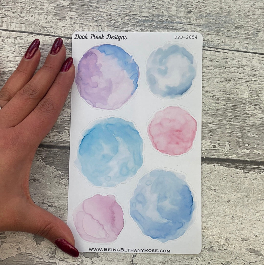 Watercolour Ink Blotches Journal planner stickers (DPD2854)