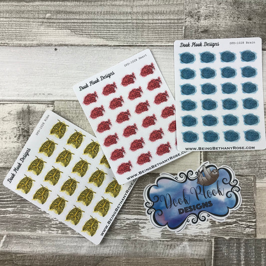 Anatomy stickers (brain heart ribs) stickers (DPD1028)